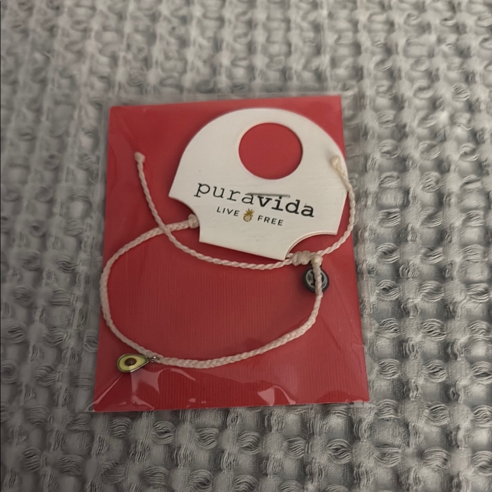 Pura Vida Cream Bracelet with Avocado Charm